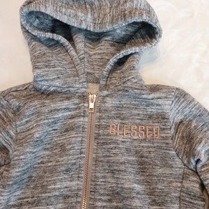 Reflex Kids girls sz 5 gray hoodie, says "Blessed"